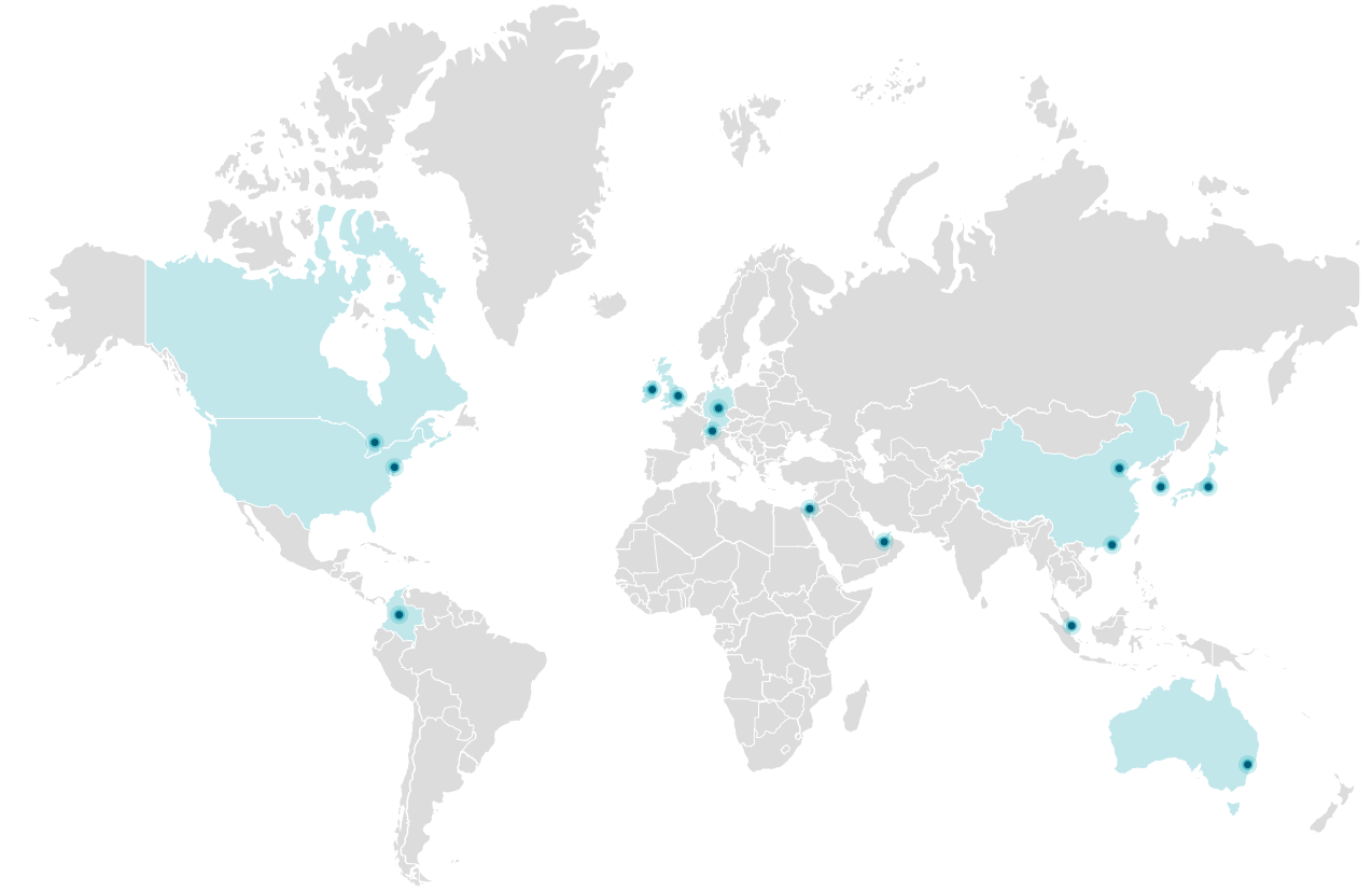 World map showing HarbourVest locations