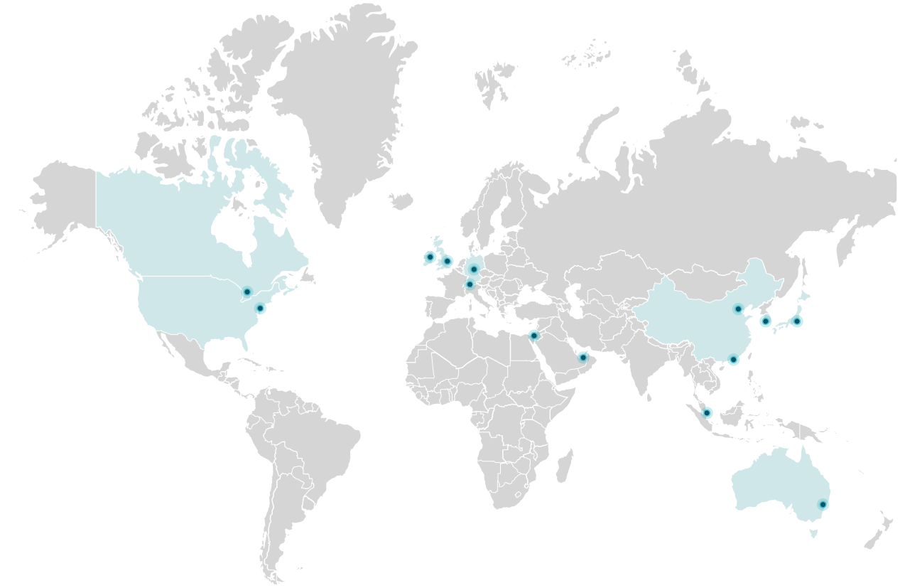 World map showing our locations